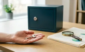 Il conto del cliente "chiuso" in una cassaforte a cui il consulente accede solo con una lente (lettura), mentre la chiave resta in mano al cliente.